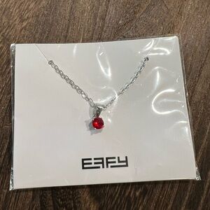 Effy Silver Tone Red Glass Pendant Necklace 17” D18